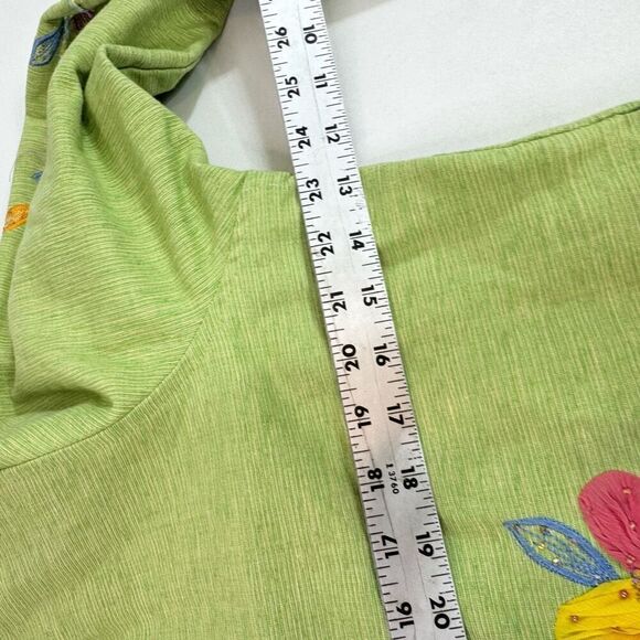 Yak Magic Jacket Womens Large Green Floral Art to Wear Beads Embroidered Buttons - Picture 8 of 11